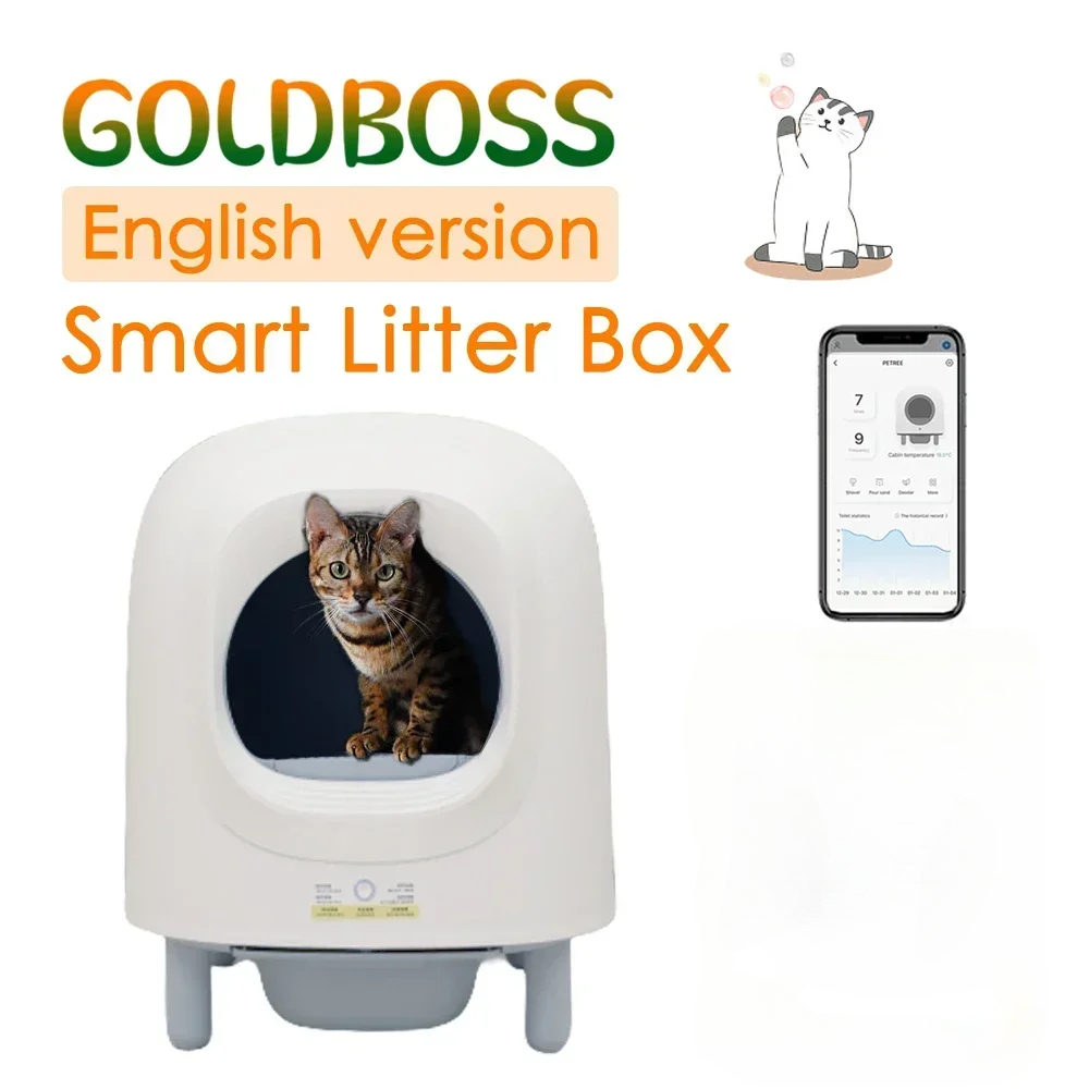 56L Automatic Smart Cat Litter Box Self Cleaning Sandbox Wifi Support Remote Control Pet Closed Tray Toilet Detachable Bedpans