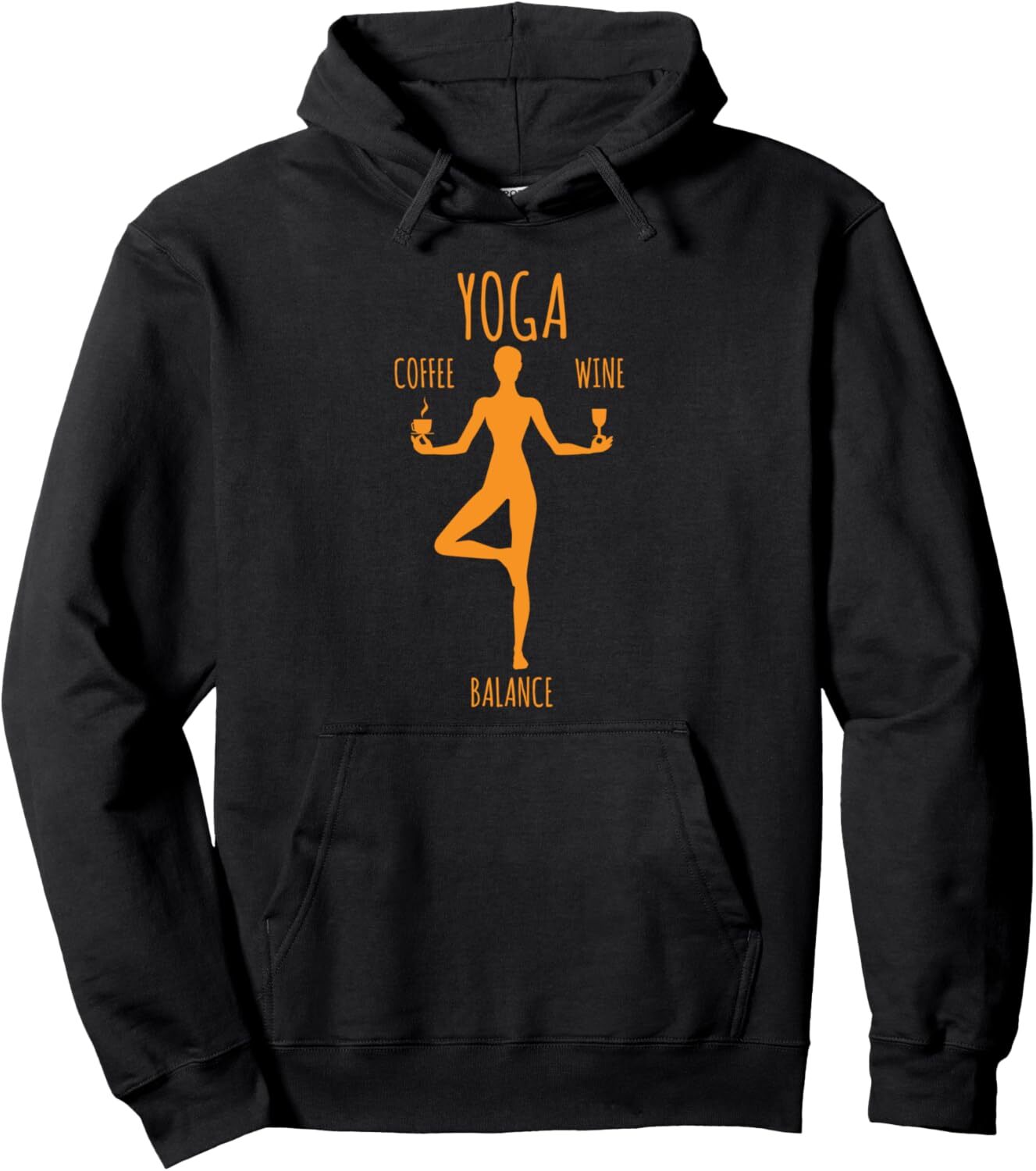 Hoodie for Mens Womens Yoga Balance - Coffee Wine Yoga Lover Funny Gift Pullover Hoodie Graphic Hoodies sweatshirt Pullover Long Sleeve