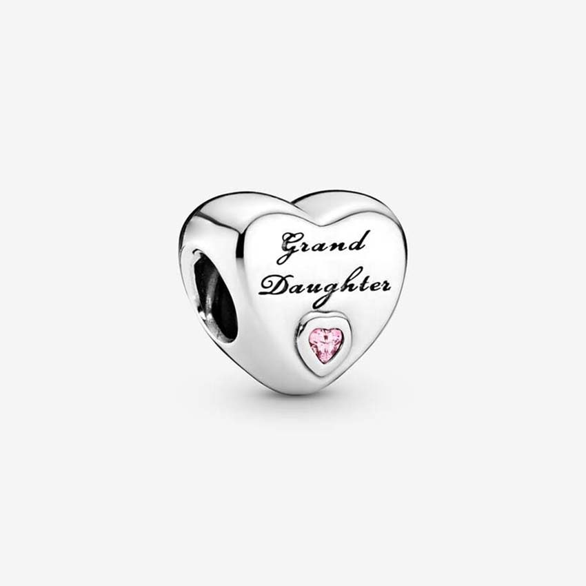 Granddaughter Heart Charm 925 Sterling Silver Logo Charms Set Bracelet Bangle DIY Making Components Women Jewelry Bead charm with Luxurious Retail Box Wholesale