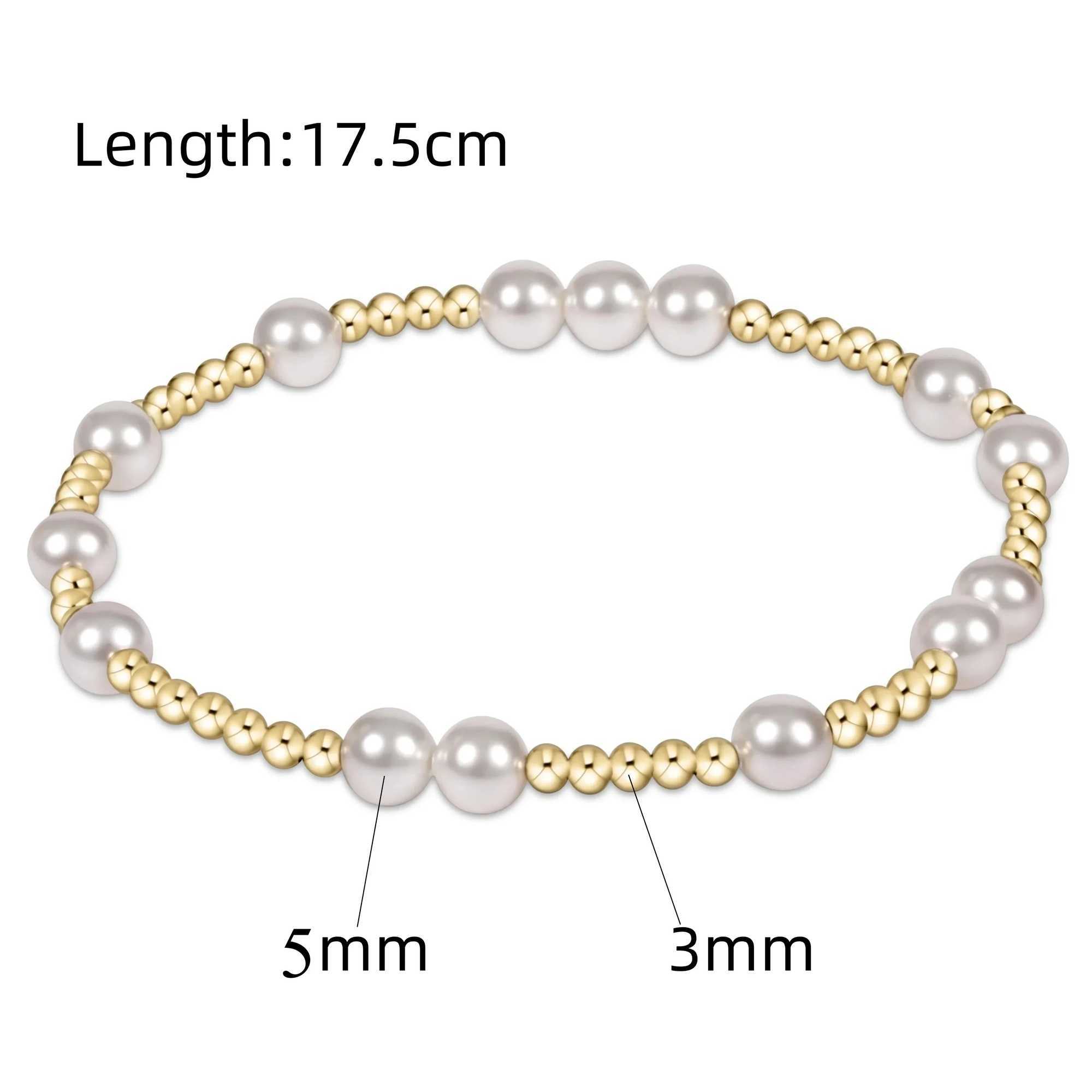 Vlen Stackable Shell Pearls Bracelet for Women 18 K Golden Fill Ball Beads Bracelets Stylish Summer Beach JewelryX240912