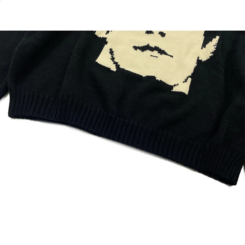 Gothic extinct portrait Print Pullover Hip Hop Streetwear Knitted Oversized Sweater Men Winter Harajuku Cotton sweater Unisex 240912
