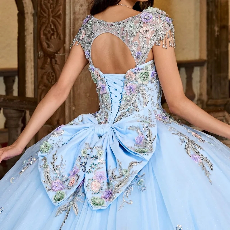 Princess Ball Gown Quinceanera Dresses Off The Shoulder Sequined Applique Lace Beads Crystal Bow Tull Sweet 16 Dress Vestido 15 De