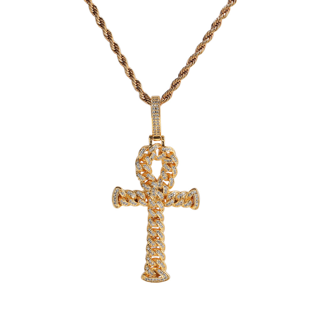 Pendant Necklaces Men Women Hip Hop Lover Heart Cross Pendant Necklace 5A Zircon White Gold Plated Jewelry