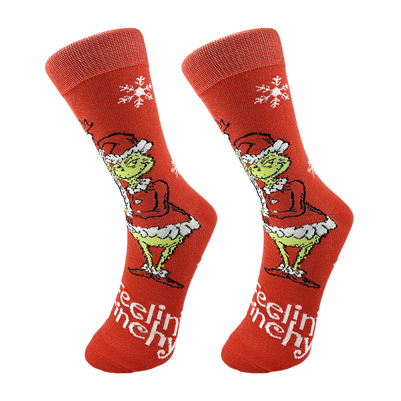 Grinch Knitting Socks Christmas Stockings Adult Holiday Crew Socks For Holiday Christmas Party Family Decoration