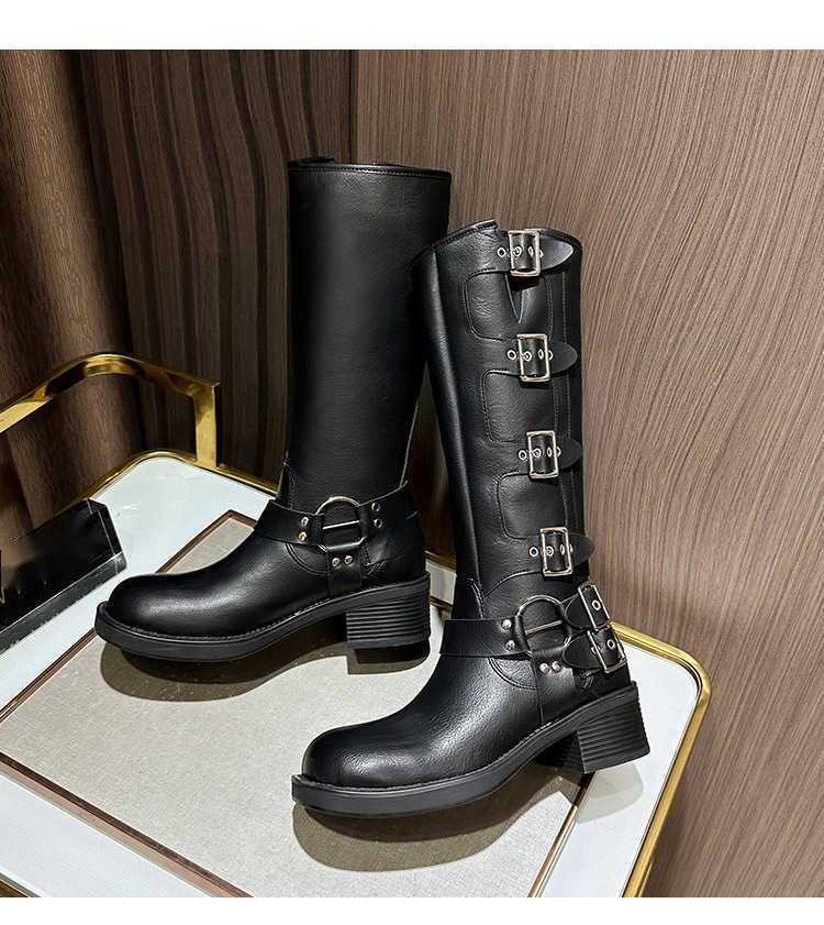 Fashion Style Martin Boots Painted Martin Boots Thick Belt Buckle And Trendy Motorcycle Rider Women Shoes 240826