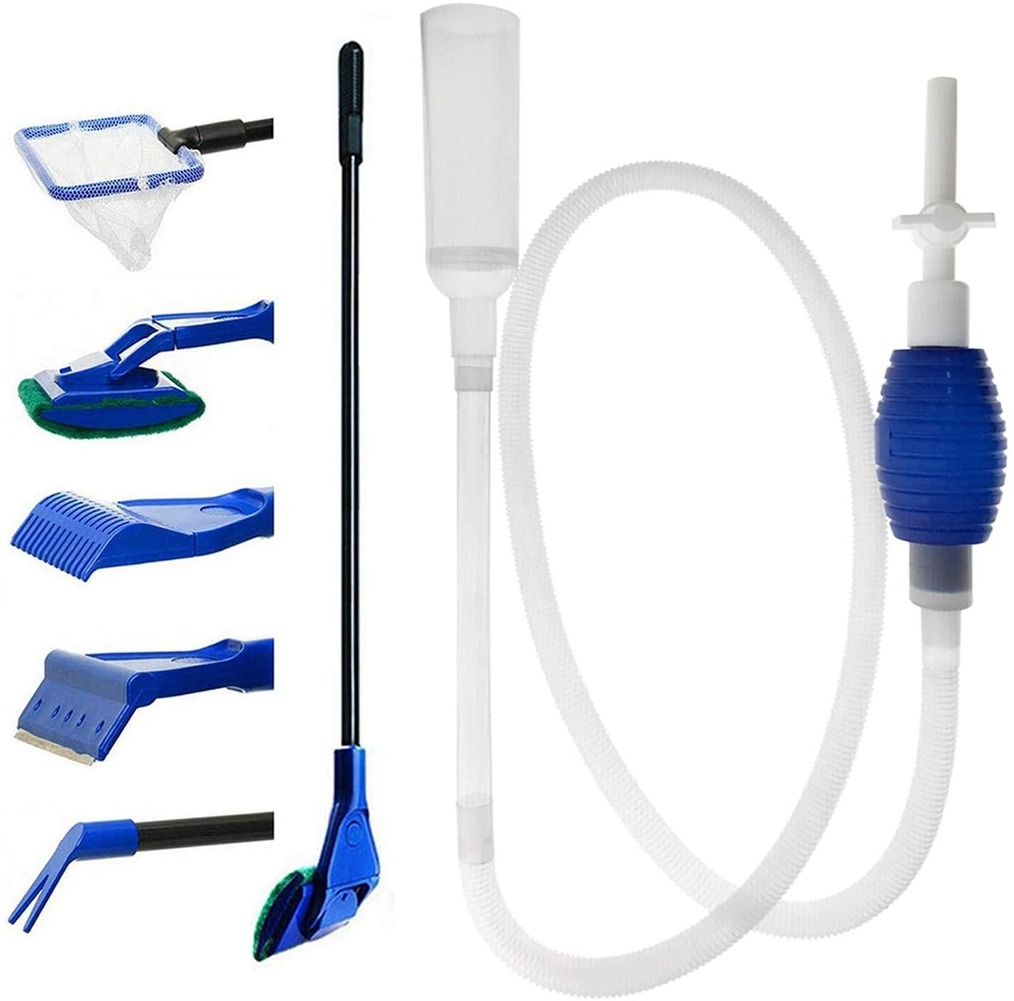 5pcs/Set Aquarium Cleaning Tools Fish Tanks Accessories Clean Fishnet Gravel Rake Algae Scraper Fork Sponge Brush Glass Cleaner