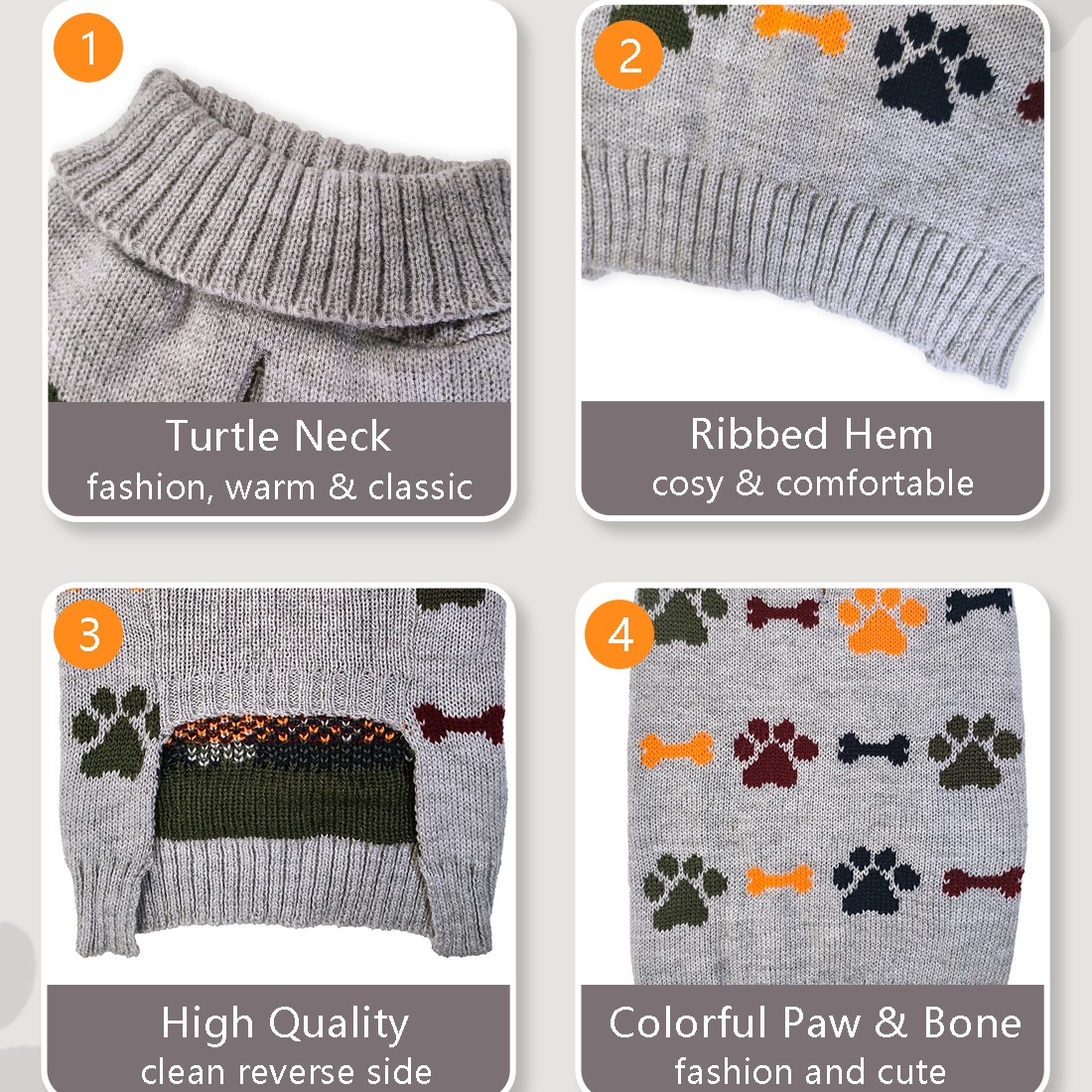 Premium Dog Bone Paw Print Jacquard Chain-Link Sweater