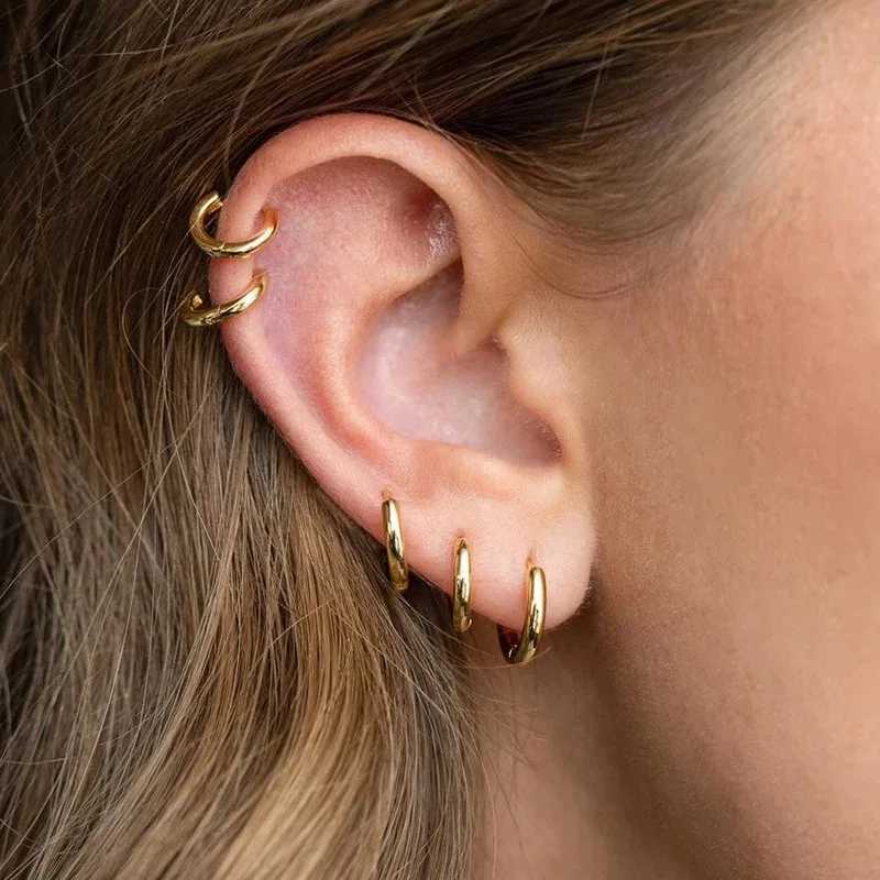 2PCS Tiny Stainless Steel Huggie Small Hoop Earrings For Women Round Circle Punk Unisex Rock Earring Cartilage Piercing Jewelry XJ250814