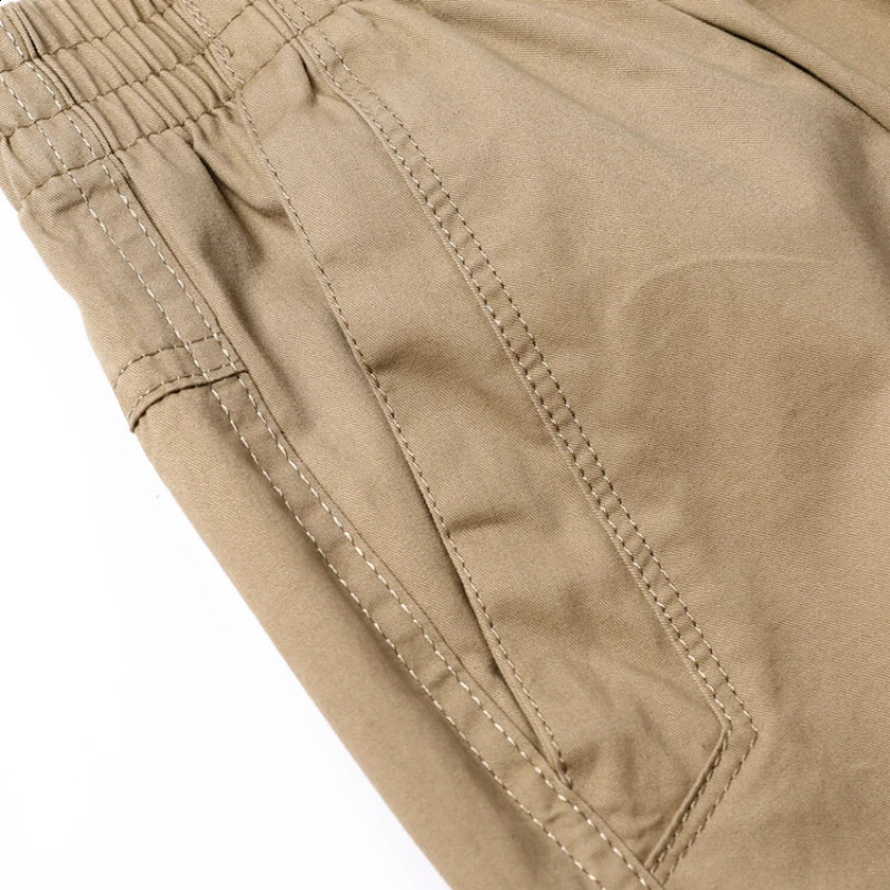 Mens 100% Cotton Sunwashed Pants Standard Fit Men Straight Cargo Trousers Casual Pants Monochromatic Elastic Waist 240911
