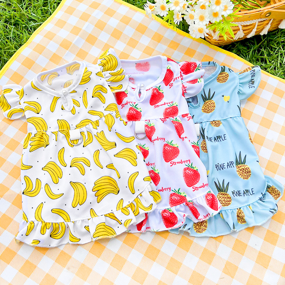 Fashion Cotton Dog Dress Fruit Pattern Breathable Puppy Printing Vest S/M/L Pet Clothes Cat Dog Puppy