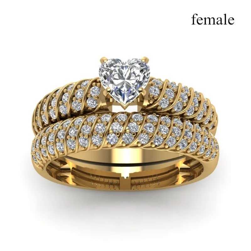 2021 Couple Rings Women Exquisite Rhinestones Zirconia Rings Set Trendy Men Stainless Steel Ring Fashion Jewelry For Lover Gifts W250207