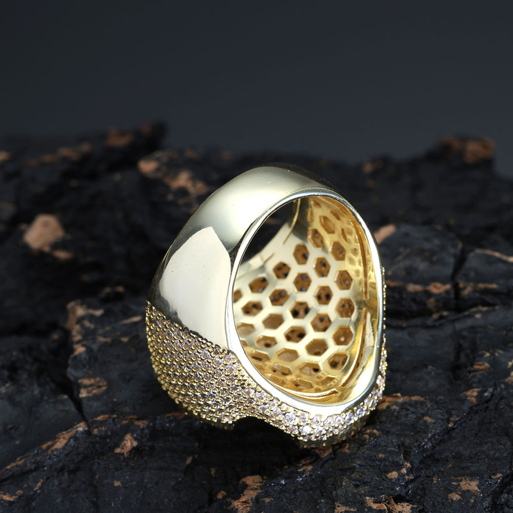 Hip Hop Casting Cross Rings 18K Real Gold Plated Full 5A Zircon Mens Jewelrys