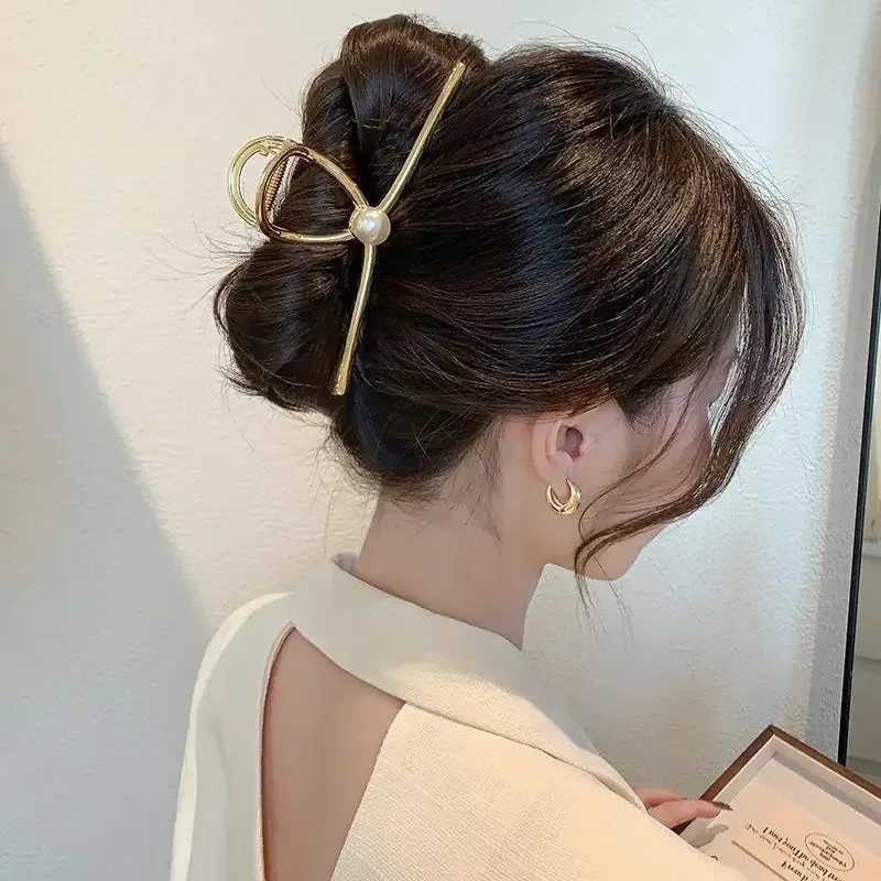 New Punk Geometric Metal Gold Silver Simple Hair Clip Claw for Women Trendy Large Crab Catches Clamp Korea Headwear AccessoriesX2409