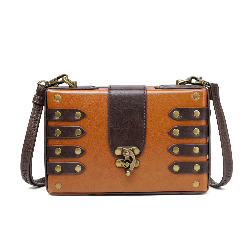 Bag women new women bag Europe and the United States punk industrial retro style small square bag women single shoulder diagonal bag