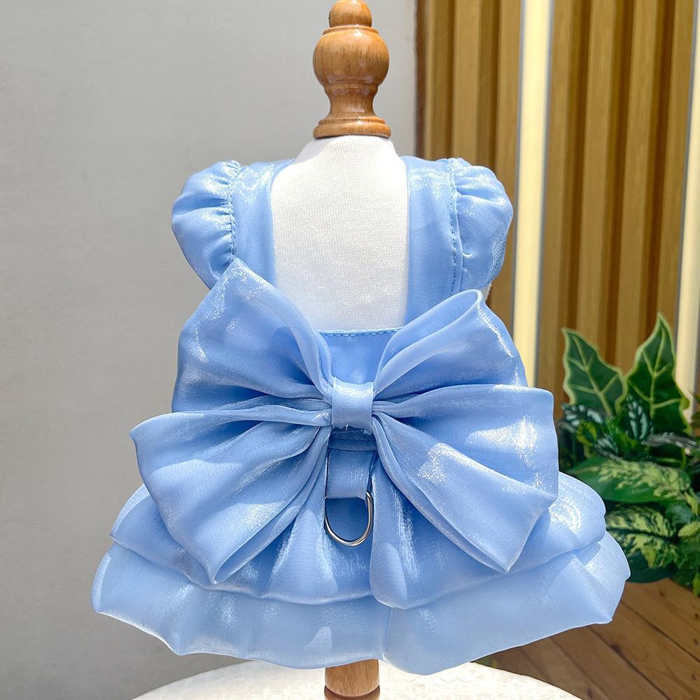 Summer Pet Dog Skirt Puppy Striped Butterfly Skirt Princess Baby Dog Wedding Midi Dress Cat Skirt Shih Tzu Dog Clothes for Party