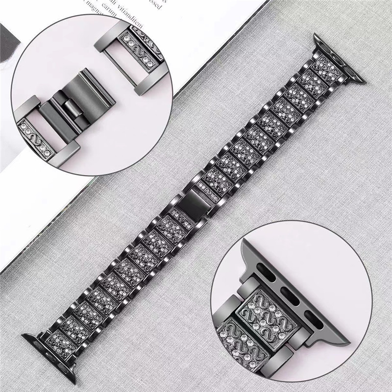Jewelry Diamond watches case with apple watch strap 49 45mm 41mm 44mm 42mm 40mm Charm Designer Bracelet Watch Band fashion Rhinestone watchbands 9 8 7