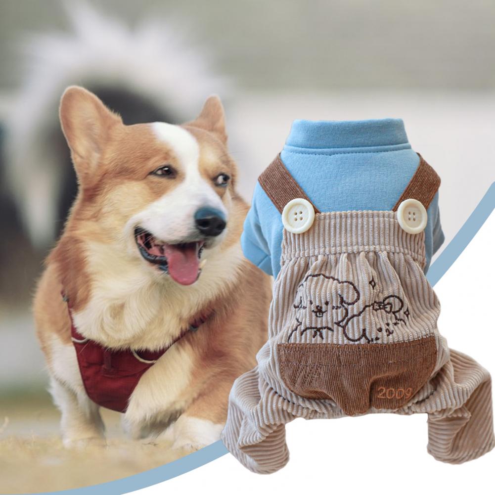 Cozy Pet Romper Fine Workmanship Pet Jumpsuit Round Neck Decorative Cartoon Pattern Pet Dog Four-legged Jumpsuit