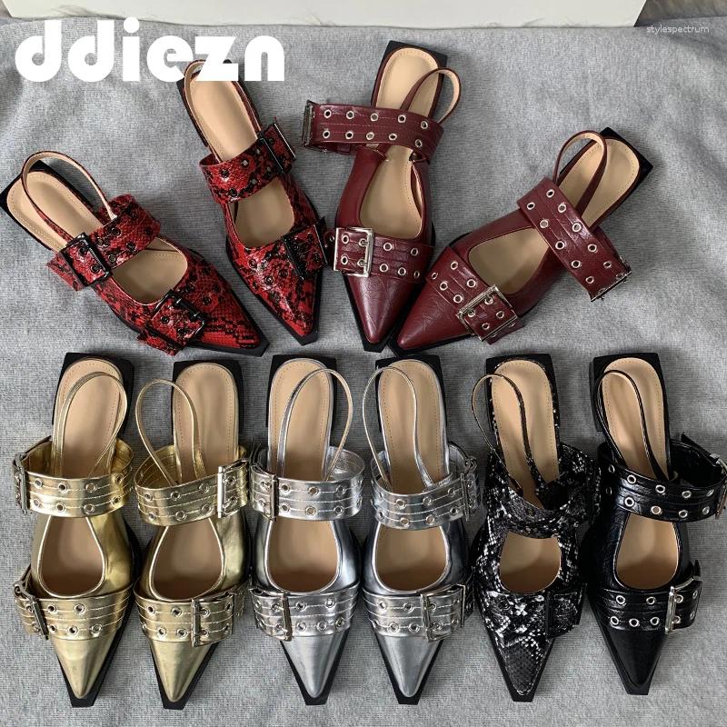 Dress Shoes Roman Female Big Size 43 Elegant Low Heels Sandals Women Slides Beach Shallow Black Mules Pointed Toe Ladies