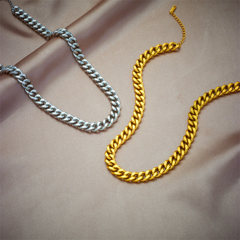 18k Gold Wire Knot Chunky Chain Necklace Bracelet Designer Jewelry Set Non Tarnish Stainless Steel Adjustable Chain Necklaces for Woman Man Heavy Meta