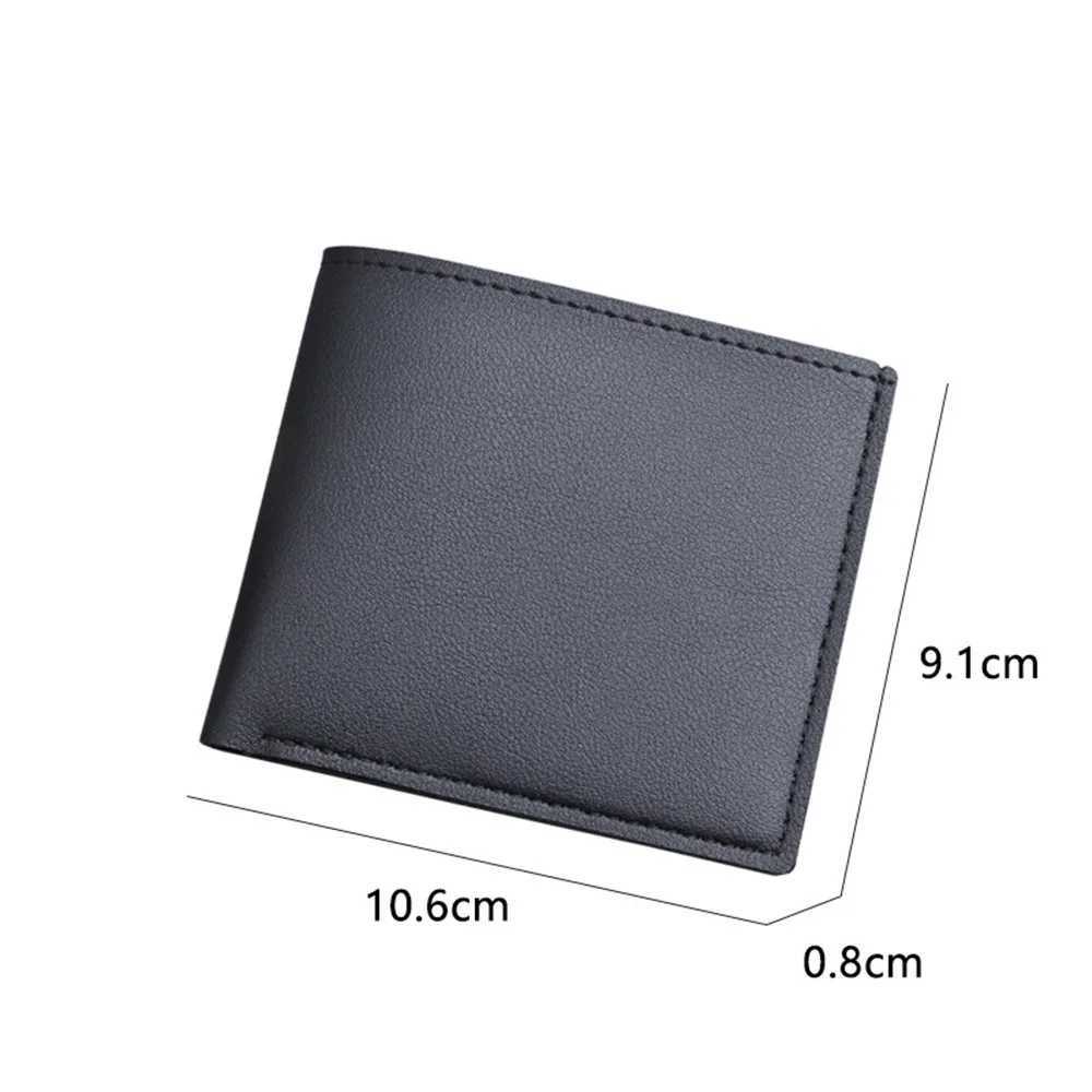 Short PU leather mens wallet solid color thin mens card holder small wallet business folding wallet new Z250411