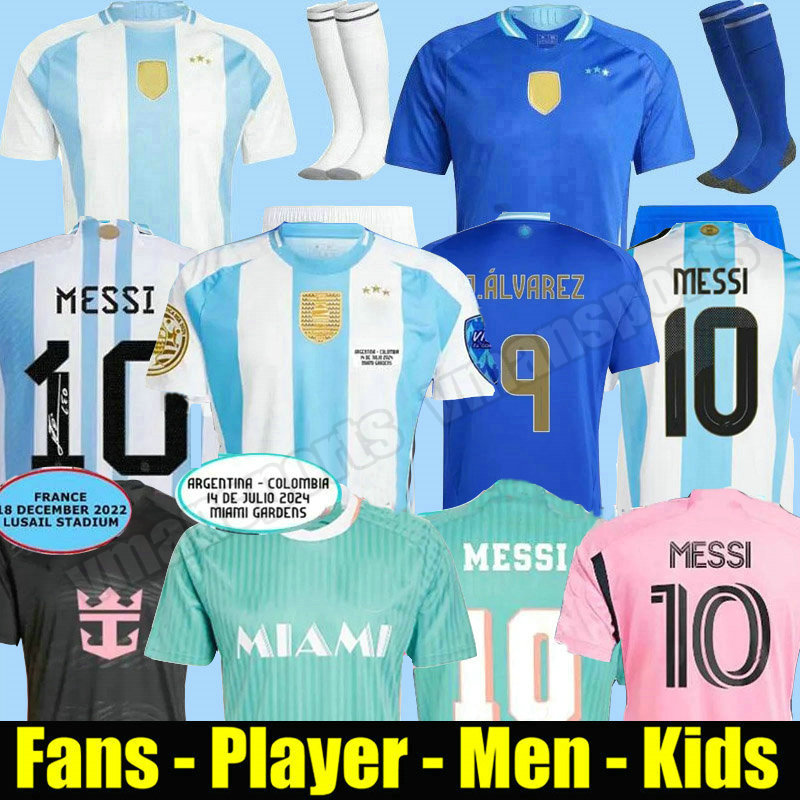 DI MARIA 3 star soccer Jerseys final Fan player 2024 2025 2026 J.ALVAREZ MESSIS kids kit Men football shirt MARADONA women 24 25 26
