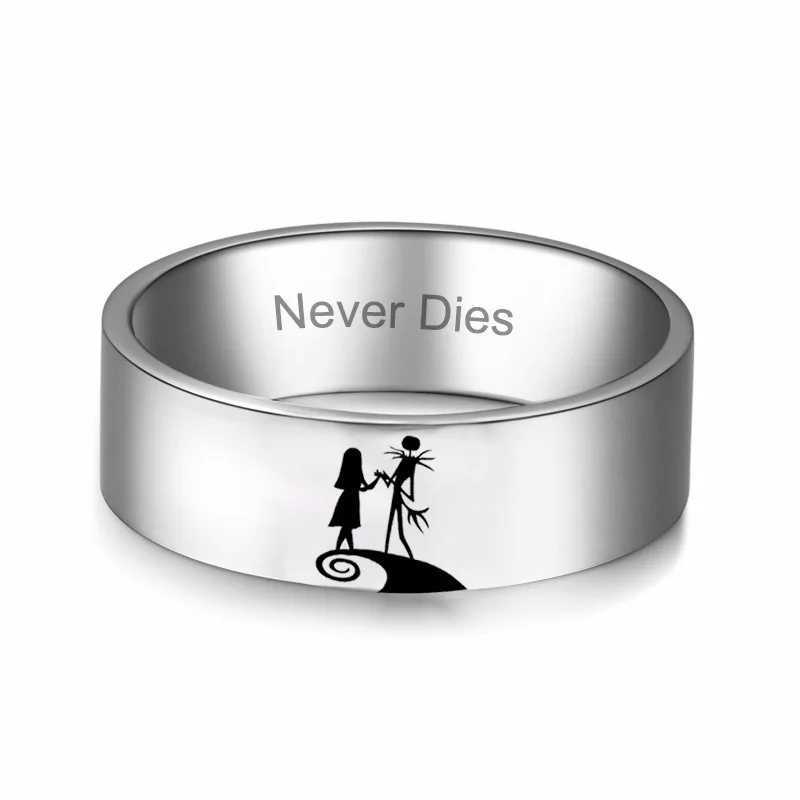 Stainless steel couple ring Halloween Jack and Sally lover ring engagement wedding ring party jewelry W240912