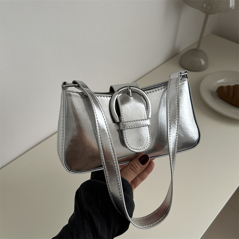 new Senior sense niche silver bag women all-shoulder armpit bag crossbody small square bag