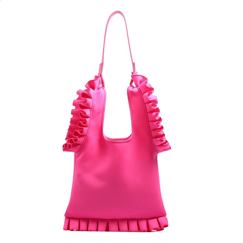 Nylon Solid Tote for Women Fashion Casua Shoulder Bag Cute Ruffles Ladies Hand Bags Versatile Handbag Bolsas De Ombro 240909 zhanyishengli