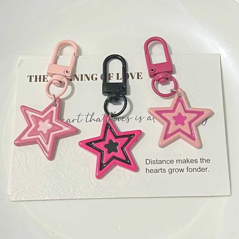 Rose Red Pentagon Star Keychain Pendant Girl Fashion Cartoon Creative Backpack Shoe Bag Keychain Accessories W240911