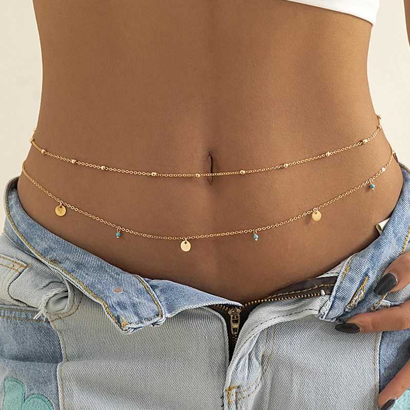 Multilayer New Boho Minimalism Spring Waist Beads Summer For Women Fashion Geometric Sequins Belly Chain Sexy Body Chain JewelryX2409