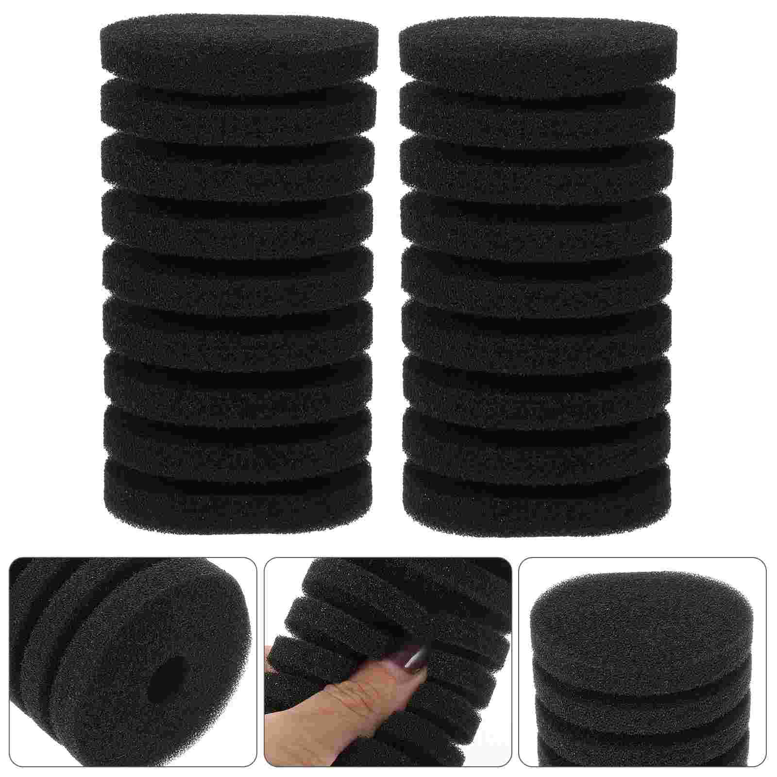 2 Pcs Mini Filter Replacement Cotton Strainer Sponge Automatic Fish Tank Aquarium Accessory Black Practical