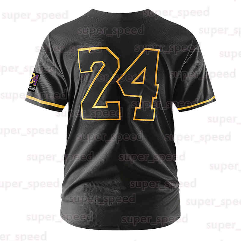 Men Legends Gold Black Baseball Jersey Stitched Front 8 and Back 24 Jerseys Bryant Button Down Short Sleeves Shirts Sports Uniform