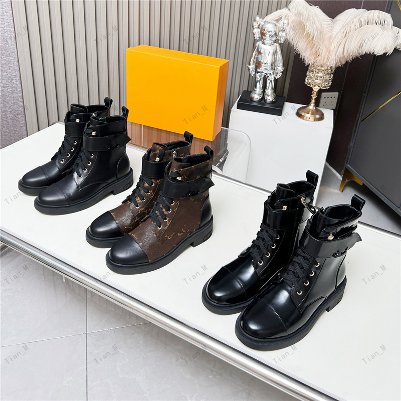 NEWEST TOP QUALITY Luxury Brand Women Martin Boots Lace-up Combat Women Boots Chunky Heel Platform Women Boots British Style Thick Sole Increase Height Casual Boots