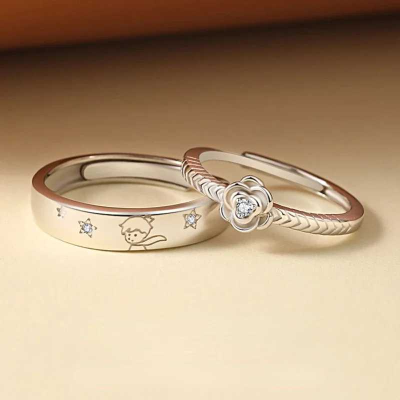 The new version of the Little Prince and Rose couple ring is a designated love token birthday gift for the girlfriends index finger ring W240912