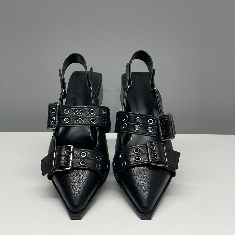 Women Flat With Shoes 2024 Designer Luxury Buckle Fashion Ladies Flats Shoes Slingback Pointed Toe Casual Female Sandals Mules NOXYZ15