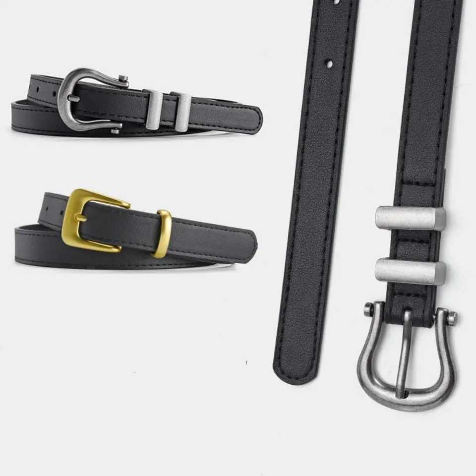 Black luxury design with Y2K jeans simple waistband casual 6 styles Pu leather strap for men and women W240912