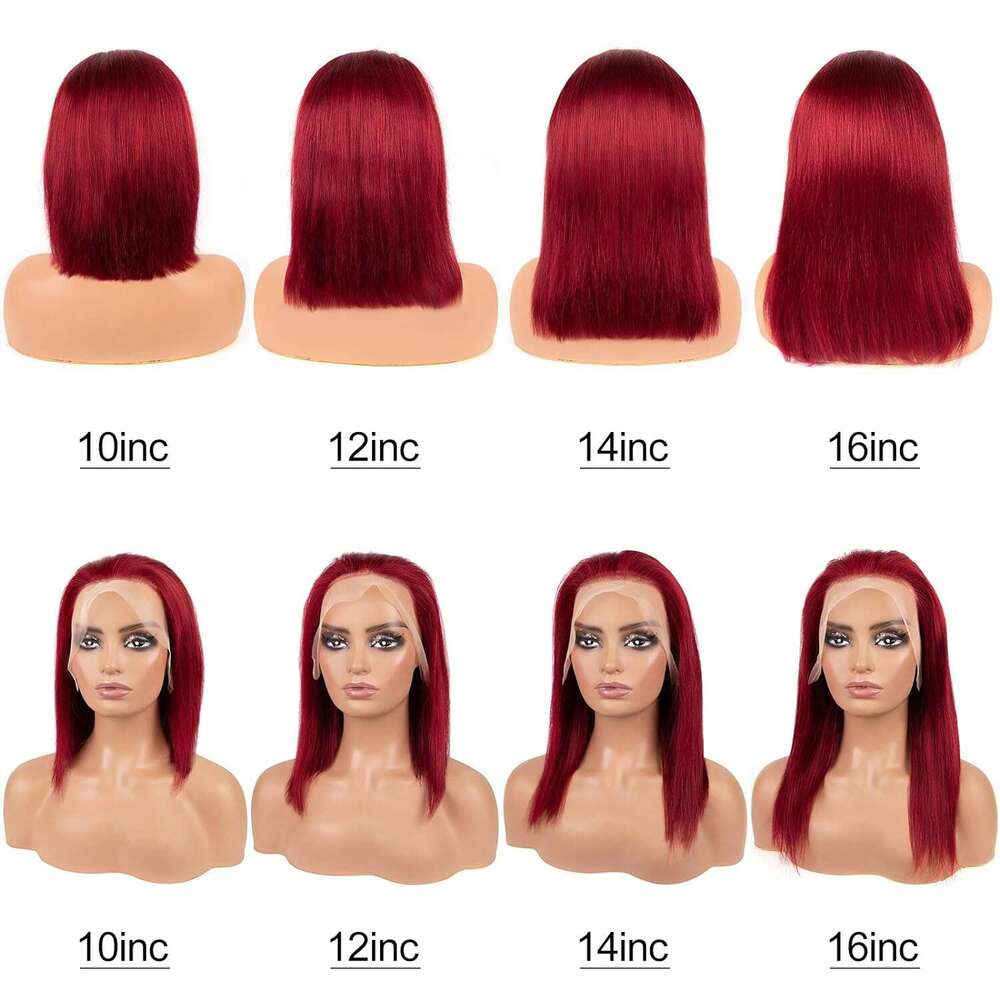 99J Front 13X4 Lace Frontal Wig Bury Straight Short Human Hair Bob Wigs