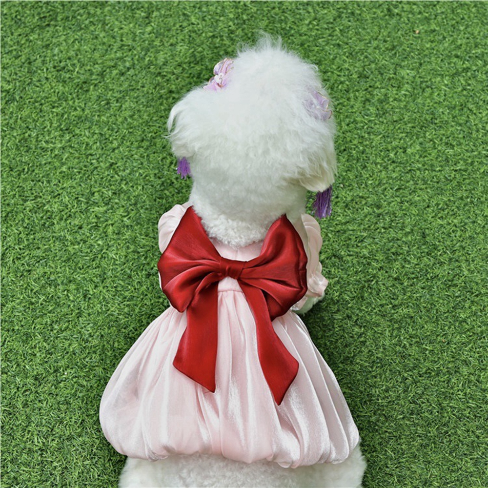 Summer Pet Dog Dress Luxury Dog Pearl Princess Skirts Short Sleeve Dress For Small Medium Dogs Cats Wedding Bowknot Dresses