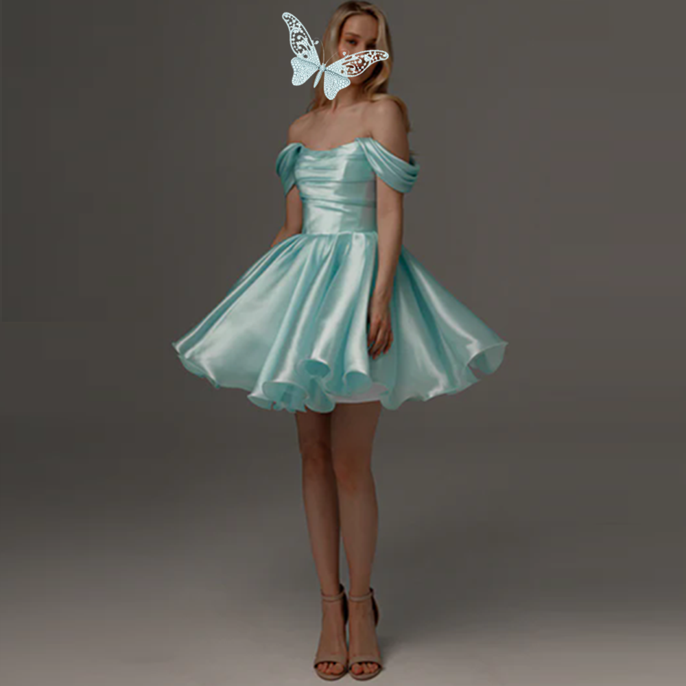 Aquamarine Cocktail Homecoming Dresses with Detachable Straps Strapless Graduation Dress Birthday Party Prom Formal Evening Gowns