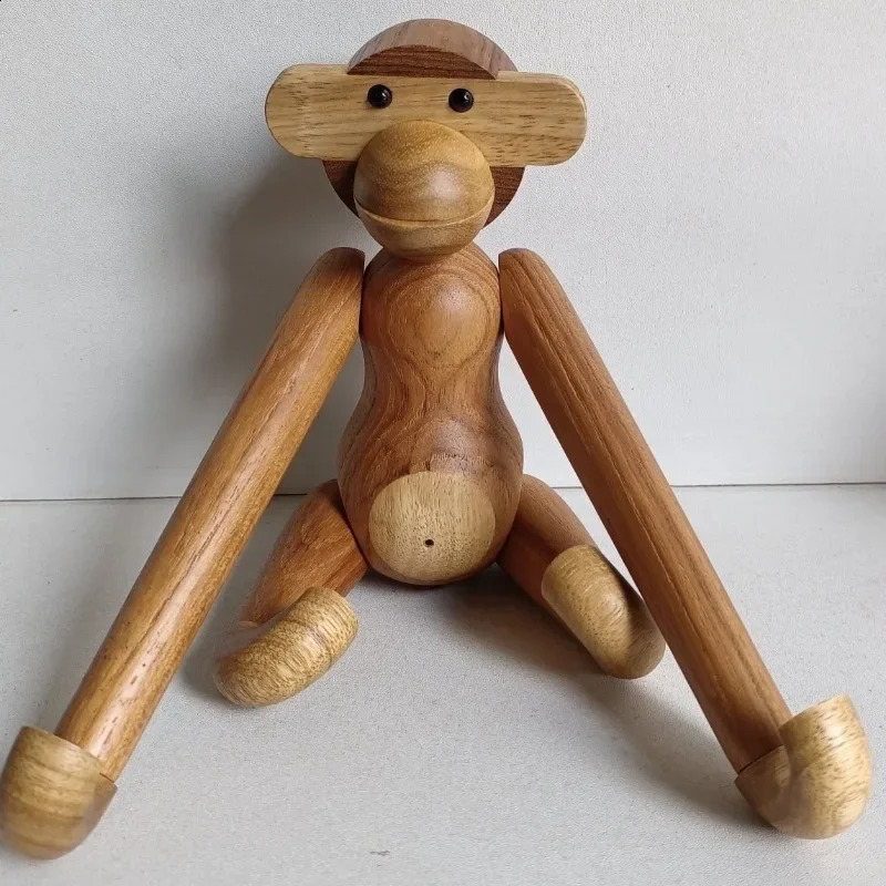 Wood Art Monkey Figurines Miniature Living Room Desktop Ornaments Creative Wall Hangings Interior Home Decoration Accessories 240902