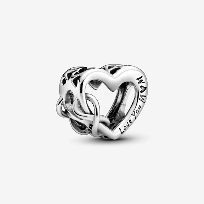 Love You Mom Infinity Heart Charm 925 Sterling Silver Logo Charms Set Bracelet Bangle DIY Making Components Beads charm with Luxurious Retail Box Wholesale
