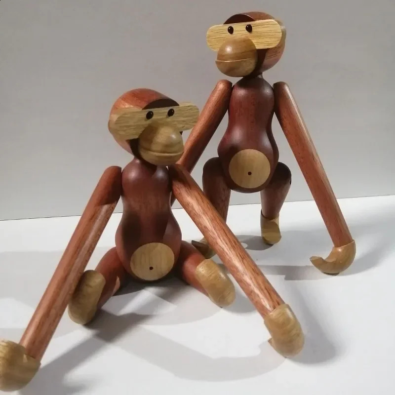 Wood Art Monkey Figurines Miniature Living Room Desktop Ornaments Creative Wall Hangings Interior Home Decoration Accessories 240902
