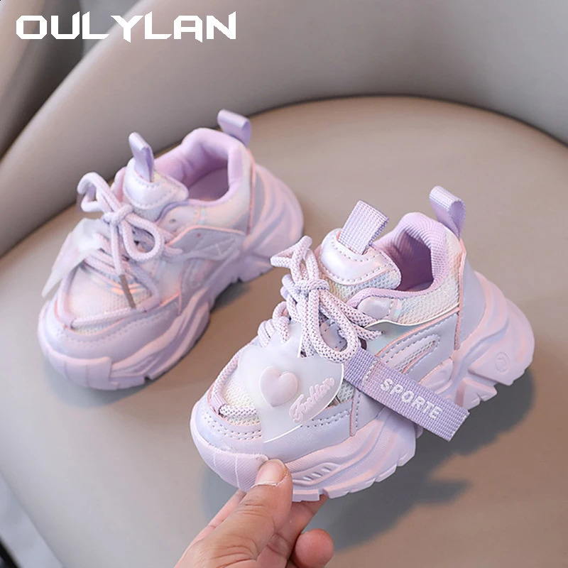 Fashionable girls for spring and summer 2024 breathable mesh casual lightweight soft soled sports childrens shoes C260130