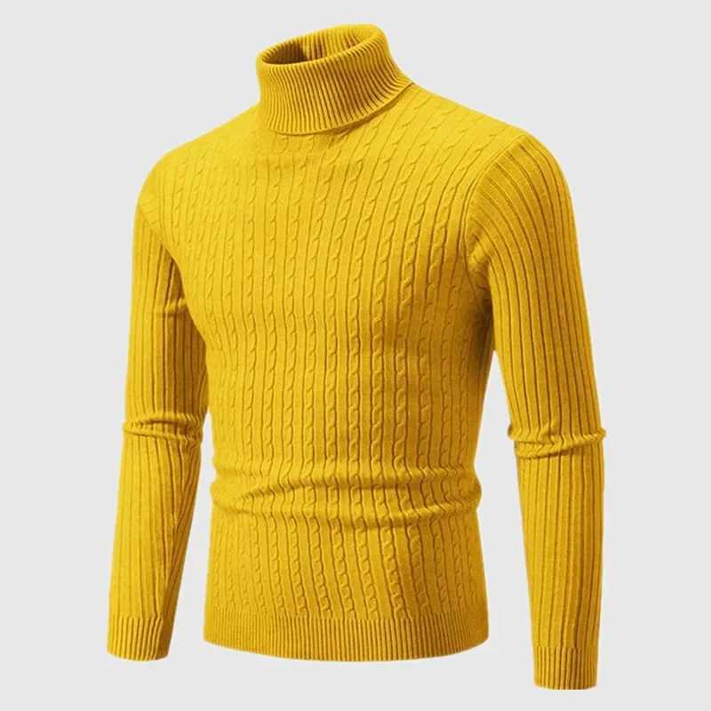 Sweater Autumn Winter Turtleneck Pullovers Warm Solid Color Slim Mens Pullover Men Knitted Sweaters Bottoming ShirtX2409