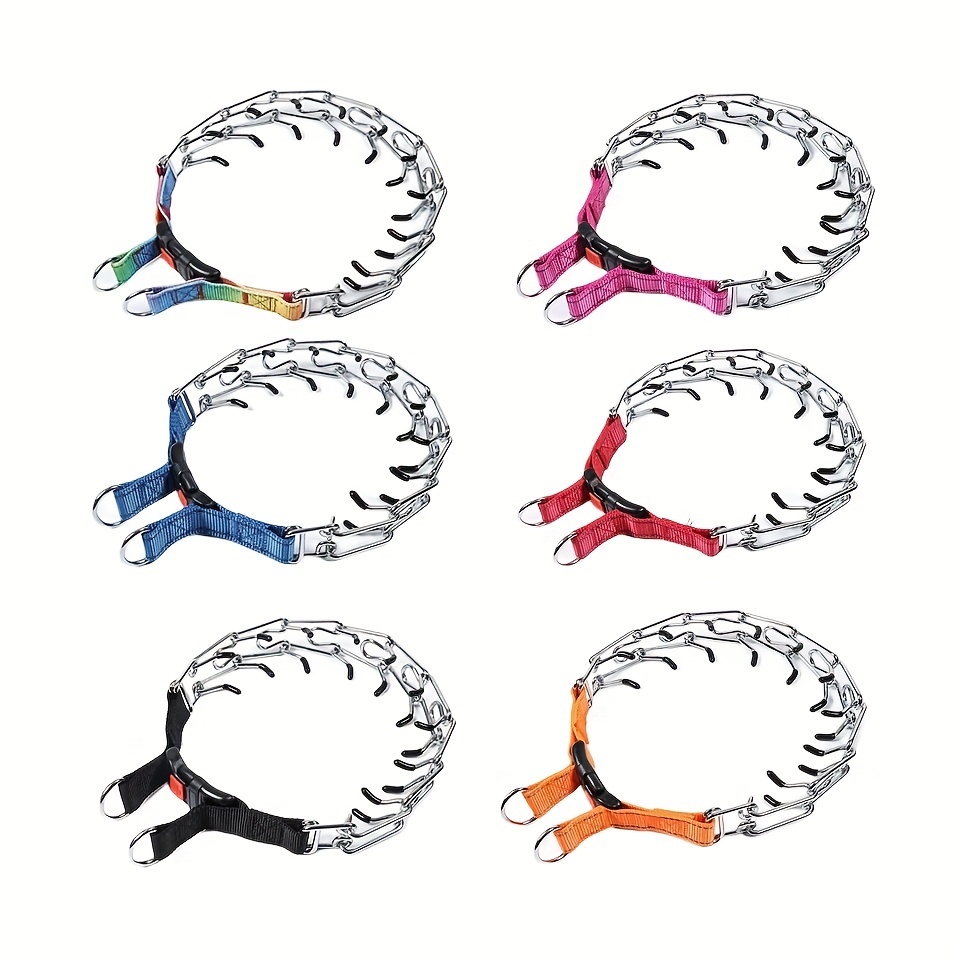 Metal Dog Prong Pinch Training Collar Adjustable Correction Pinch Collar with Comfort Rubber Tips