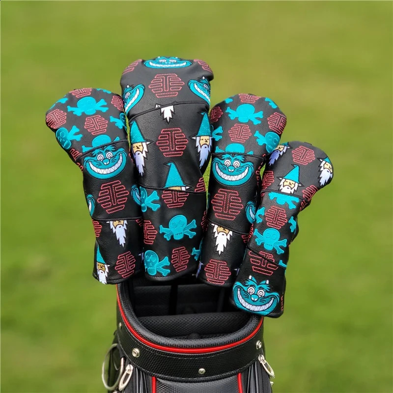 skull Golf Club #1 #3 #5 Wood Head covers Driver Fairway Woods Cover PU Leather Putter Headcover 240909