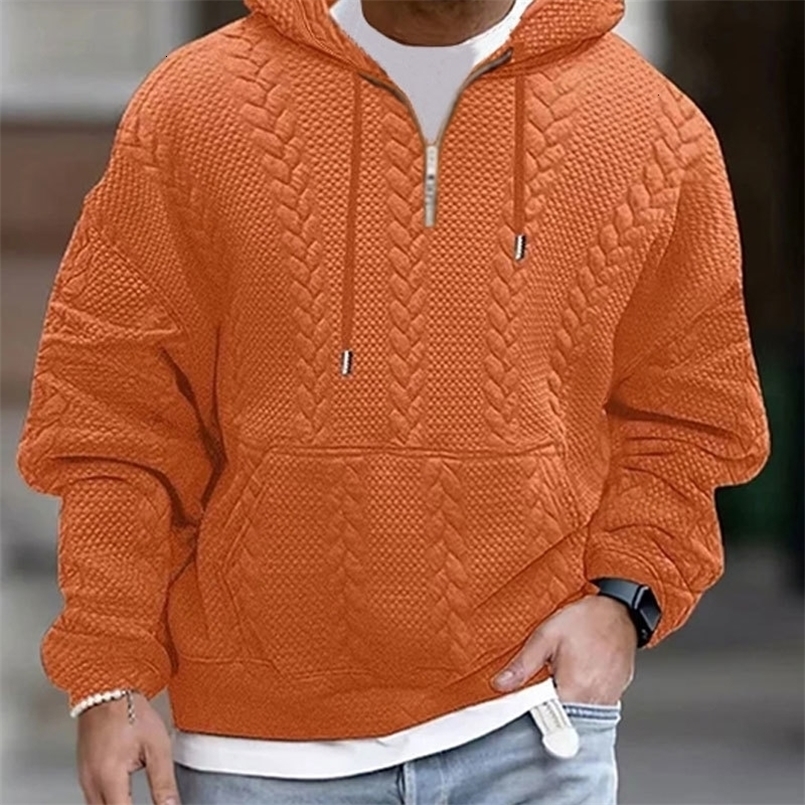 Mens Hoodie Casual Fashion Long Sleeve Sweatshirts Elasticity Textured Top Solid Warm Male Clothing Oversize Hoodie M-4XL 240910