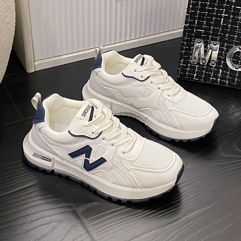 Super popular versatile casual sports in spring 2024, new anti slip soft sole lightweight running white shoes for women
