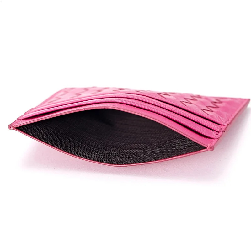Alirattan Ultra Thin Sheepskin Card Case Portable For Women Multi Slot Bus Card Bag Mens Woven Certificate Bag Wholesale 240912