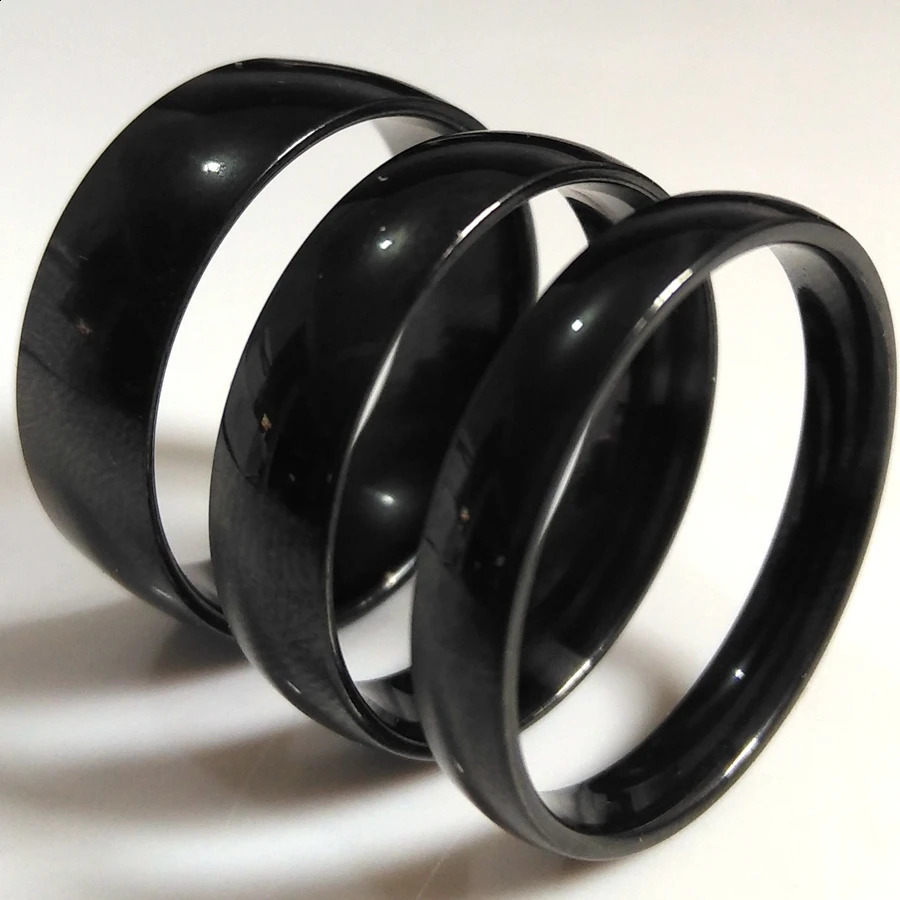 black wedding rings with 4MM 6MM and 8MM mix comfortable fit 316L stainless steel wedding rings smooth and ordinary jewelry 240912